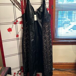 Vegan leather/lace plus dress